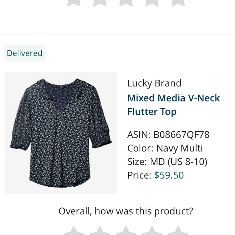 LUCKY V-neck flutter top Size M